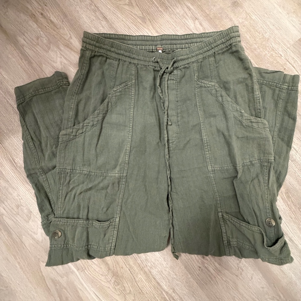 Free People Green Straight Leg Pants